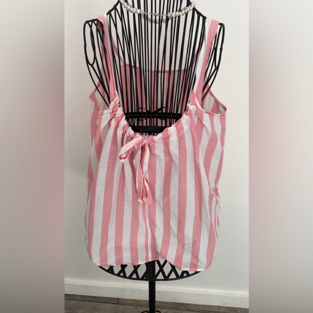 Pink and White Striped Tank Top Size L